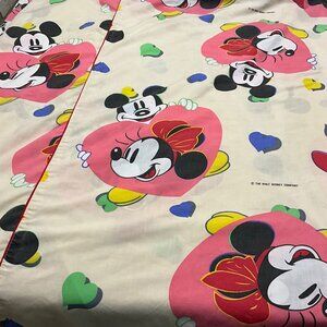 Vintage Minnie Mouse Mickey Mouse Hearts Duvet Cover Bedding 67" x 86"